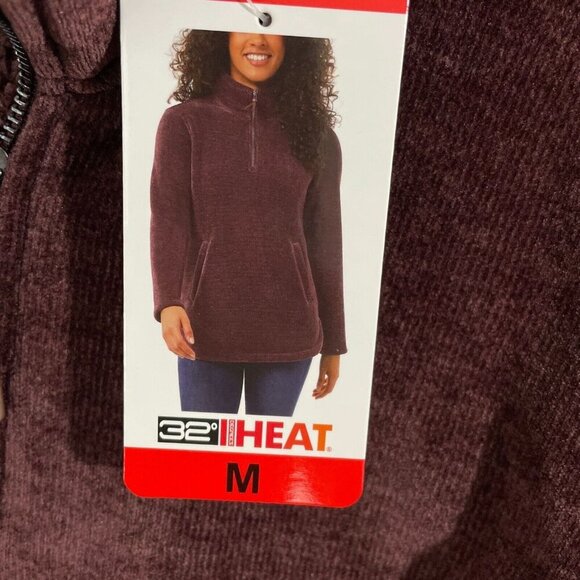 NEW 32 Degrees Heat Womens M Maroon 1/4 Zip Pullover Sweatshirt Polyester Fleece - Picture 6 of 10